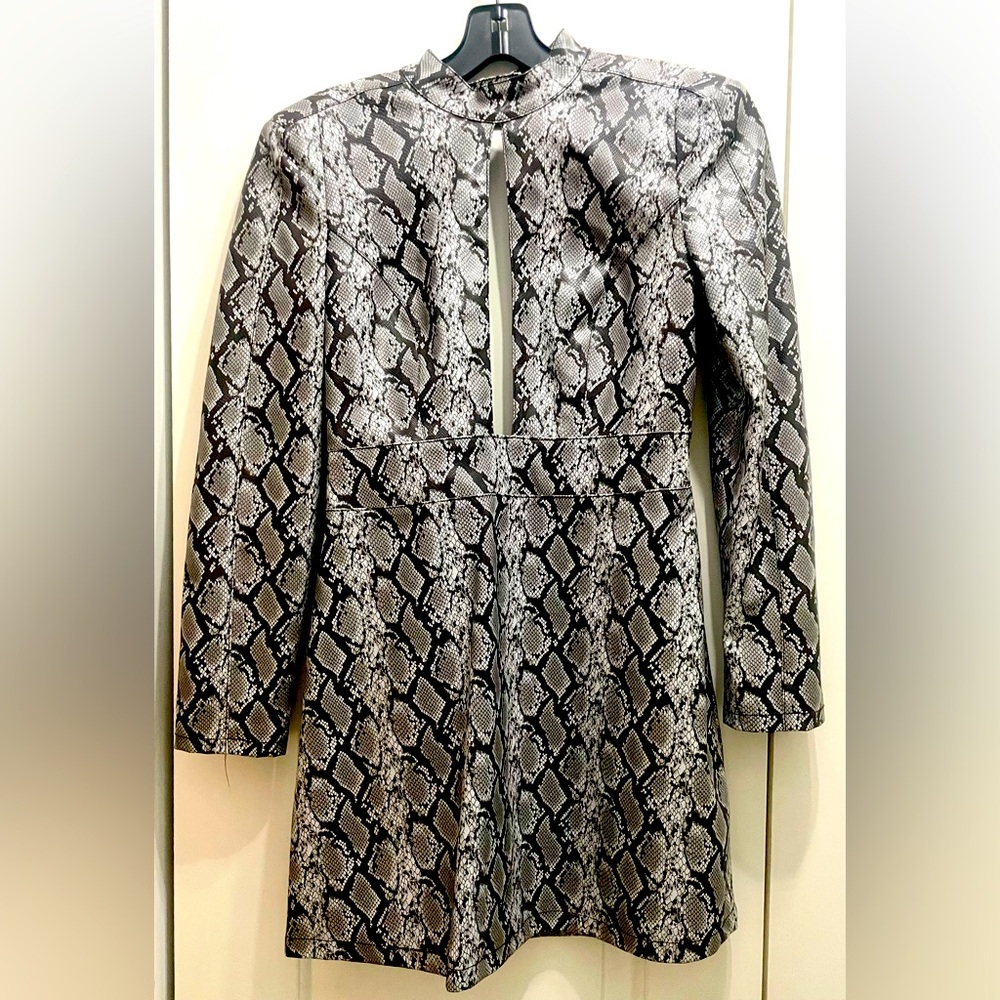 ASOS grey leather camo grey and black long sleeve women's dress size 6